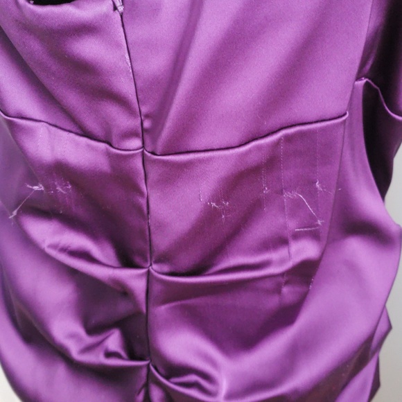 Plum satin cocktail or prom dress - Picture 2 of 2